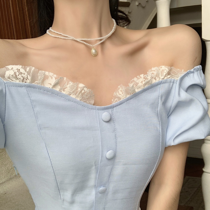 Puff Sleeve High Waist Retro Dress Women's Square Collar A-line Midi Korean Style Summer Elegant Female Clothes 210519