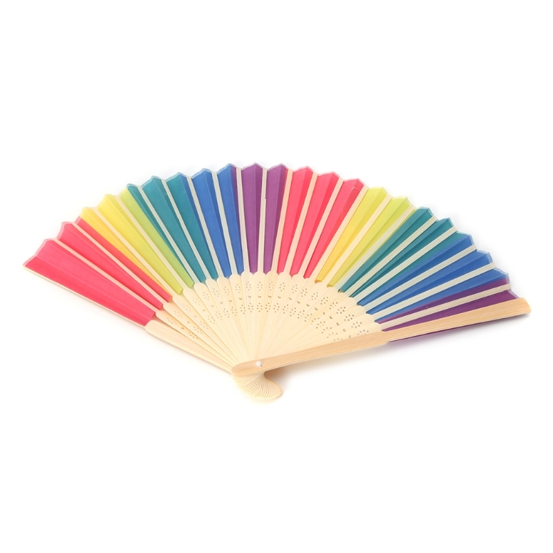 Rainbow Hand Hero Folding Fan Dance For Bruiloft Theme Festivals Decoration Fan