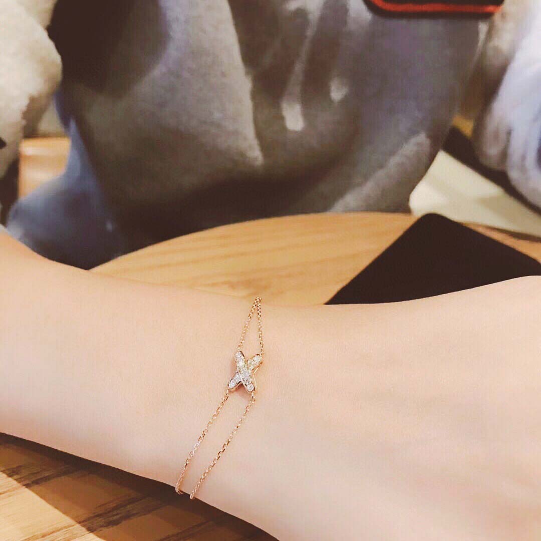S925 silver charm corss style bracelet with diamonds for women wedding jewelry gift have stamp in two colors plated PS2056