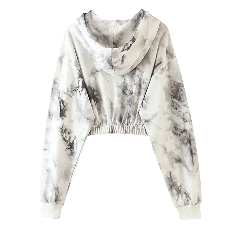 Women Fashion Printed Cropped Hoodies Sweatshirts Batwing Long Sleeve Casual Pullover Top Female Hooded Sweatshirt 210414