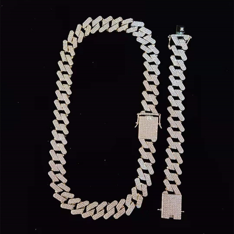 Men Hip Hop Chain Necklace 20mm heavy Rhombus Cuban Chains Iced Out Bling Necklace fashion jewelry For Gift 220210