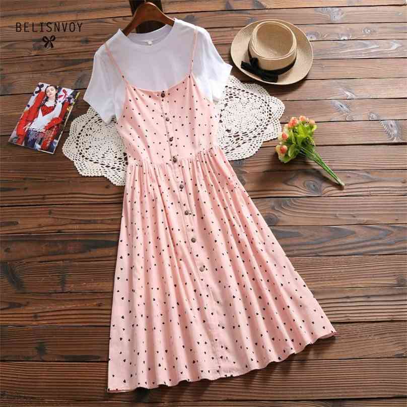 Mori Girl Summer Women Two Pieces Set Dress Elegant Cute Pink Heart Printed Sweet Cotton Linen Japanese Style Kawaii 210520
Mori Girl Summer Women Two Pieces Set Dress Elegant Cute Pink Heart Printed Sweet Cotton Linen Japanese Style Kawaii 210520