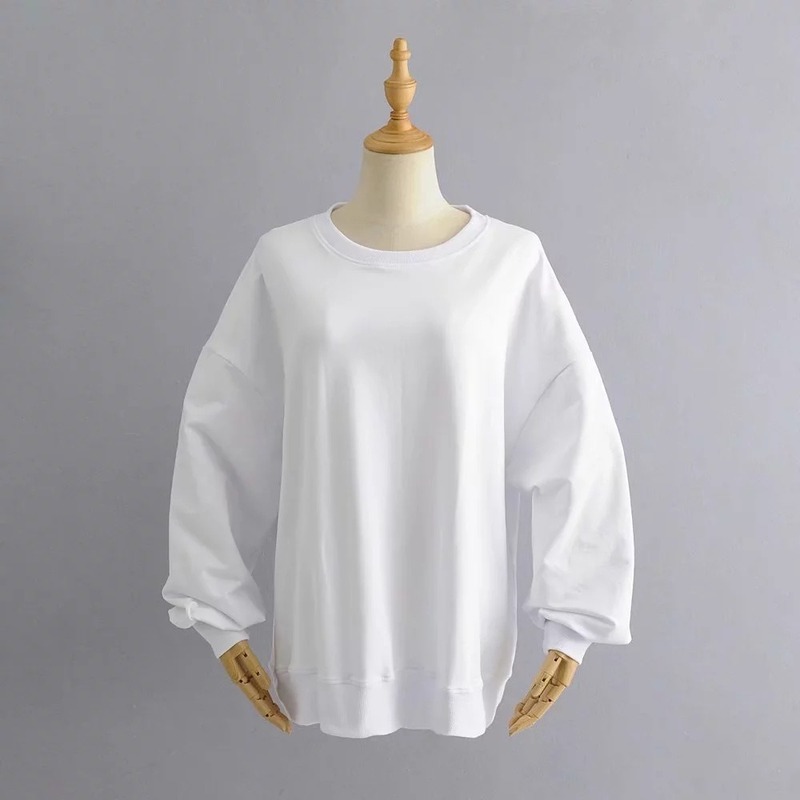 Autumn Plus Size O Neck Full Coat Loose Boyfriend Solid Pullover Oversized Sweatshirt Women 210421