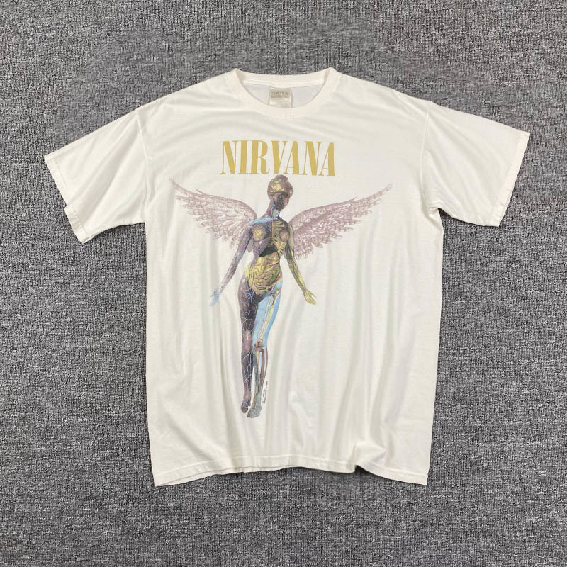 album Angel print Vintage Nirvana Kanye West same T-shirt high street fashion loose short sleeve, White;black
album Angel print Vintage Nirvana Kanye West same T-shirt high street fashion loose short sleeve, White;black
