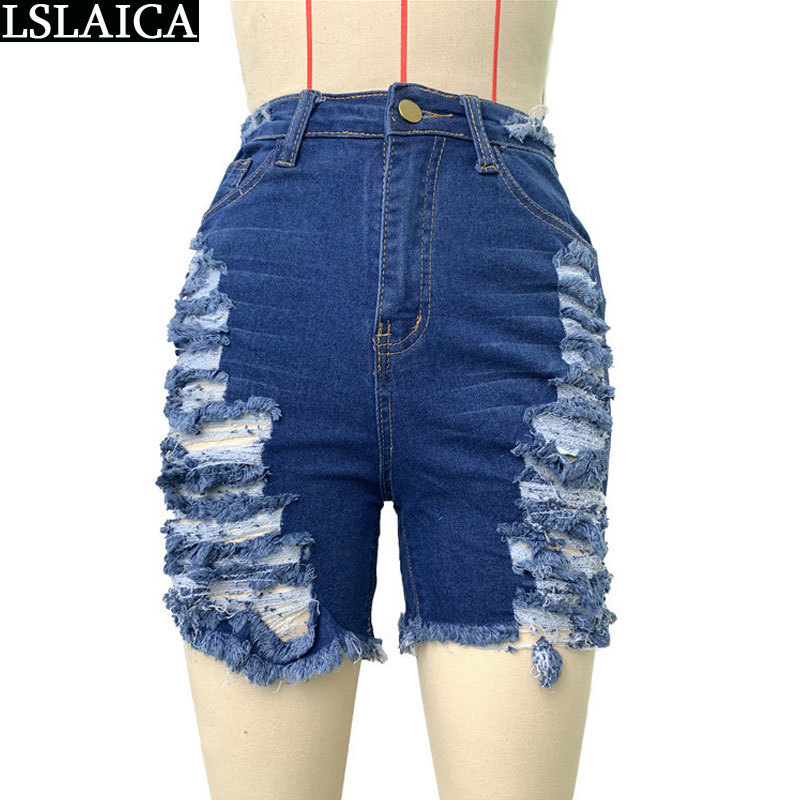 Women's Fashion Ripped Jeans Shorts with Holes Sexy Clubwear Placket Zipper Arrival Casual Women 210515