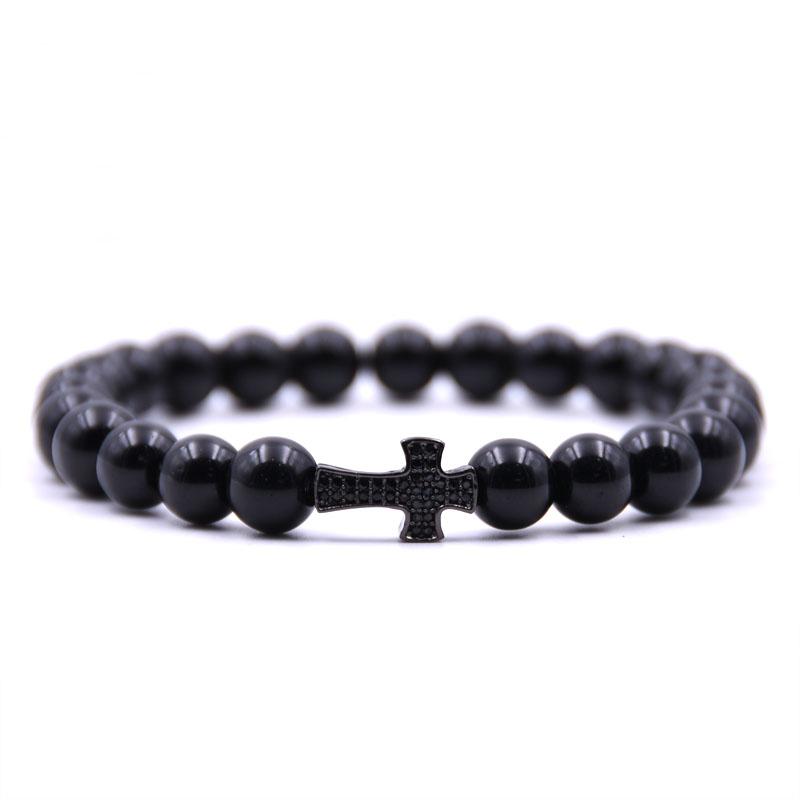 Bright Black 8mm Stone Bracelet Pave CZ 4 Color Crosss For Men&Women Charm Gift Creative Jewelry Beaded, Strands
Bright Black 8mm Stone Bracelet Pave CZ 4 Color Crosss For Men&Women Charm Gift Creative Jewelry Beaded, Strands