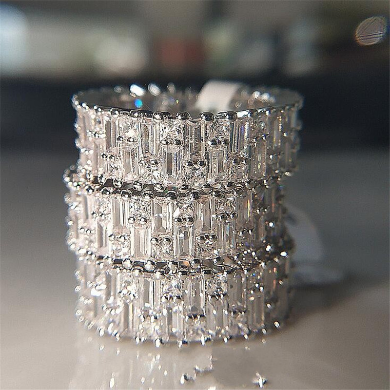 Princess Cut Eternity Ring: Sparkg Topaz Color Cubic Zirconia Wedding Band