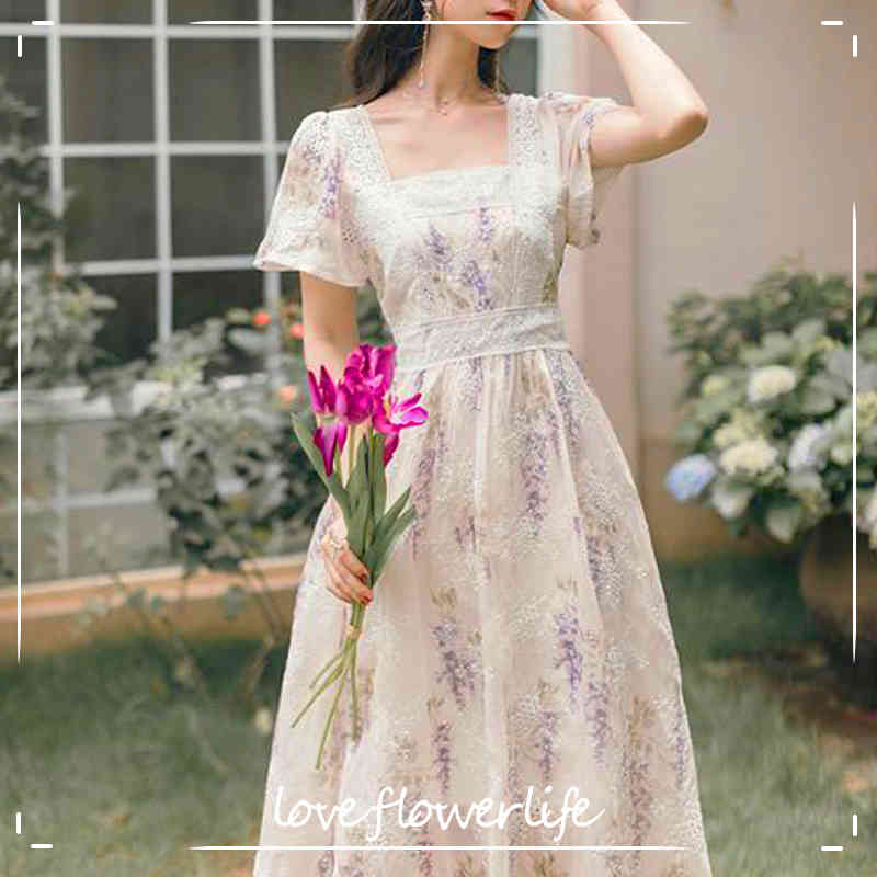 Sweet Vintage Midi Dress Women Casual Short Sleeve Elegant Lace Foral Dress Female Evening Party Chic Dress Korean 210521, As picture
Sweet Vintage Midi Dress Women Casual Short Sleeve Elegant Lace Foral Dress Female Evening Party Chic Dress Korean 210521, As picture