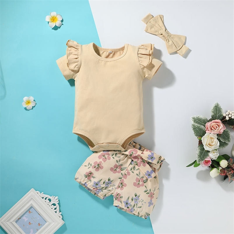Summer Children Sets Short Sleeve O Neck Solid Rompers Print Floral Shorts Cute 2Pcs Girls Boy Clothes Set 0-2T 210629, Pink
Summer Children Sets Short Sleeve O Neck Solid Rompers Print Floral Shorts Cute 2Pcs Girls Boy Clothes Set 0-2T 210629, Pink