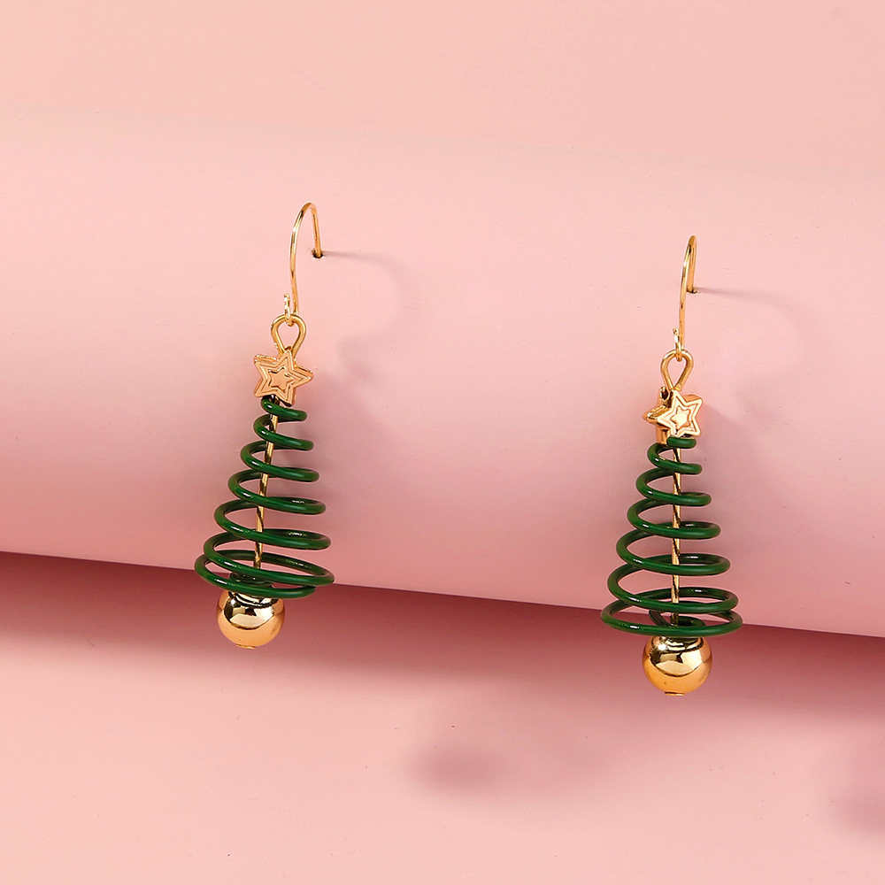 Creative personality spiral spring earring Dangle Christmas tree star earrings jewelry girl gift
Creative personality spiral spring earring Dangle Christmas tree star earrings jewelry girl gift
