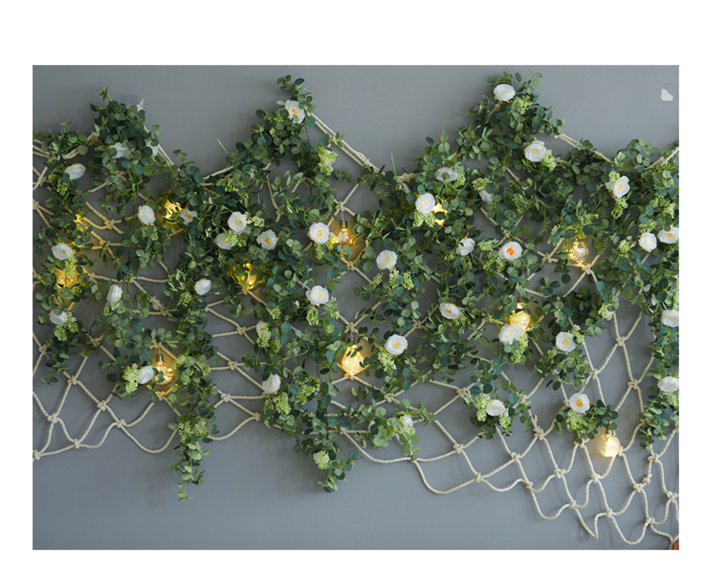 180CM Artificial Flowers Plants Wedding Party Decorations Fake Eucalyptus Vine Garland Hanging for Weddings Leaf Home Office Garden Wall Table Craft A