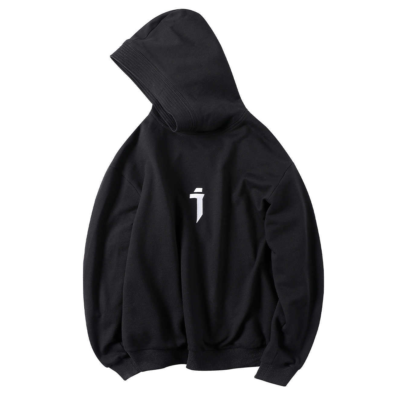 11 BYBB'S DARK Embroidery Harajuku Hoodie Men Spring Cotton Pullover Hip Hop Streetwear Fish Mouth Sweatshirt Punk 210813