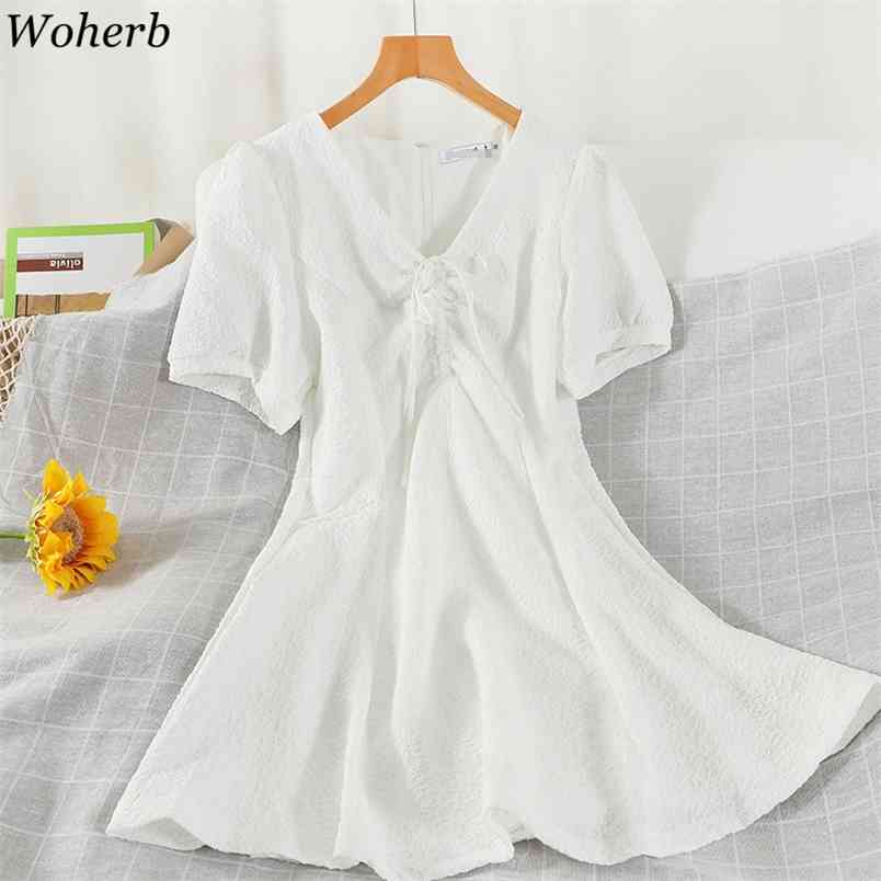 Vintage Elegant Dress Women Summer Chic Drawstring V Neck Slim White Vestidos Korean Fashion Short Sleeve Mini Dresses 210519, Black
Vintage Elegant Dress Women Summer Chic Drawstring V Neck Slim White Vestidos Korean Fashion Short Sleeve Mini Dresses 210519, Black