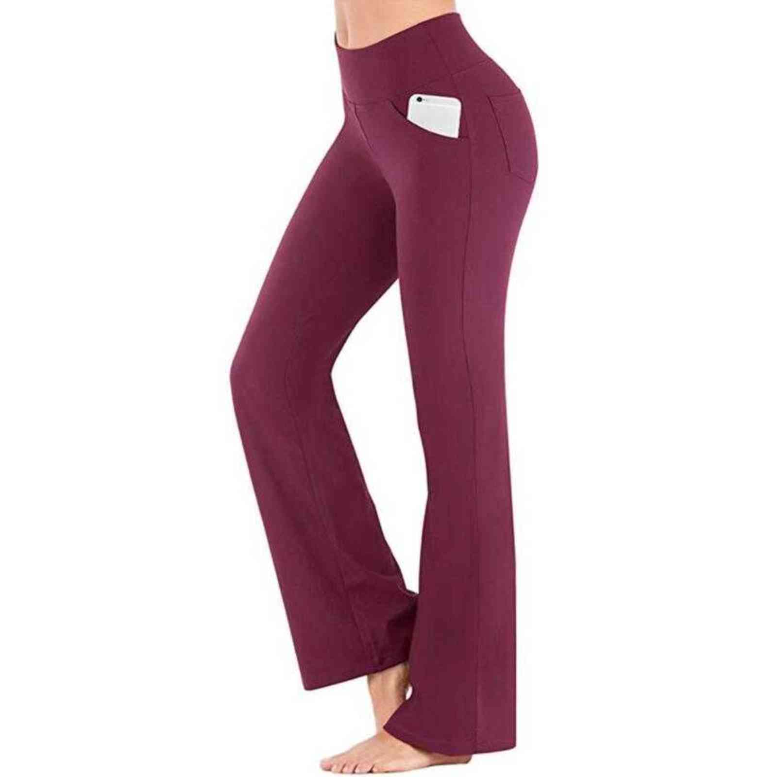 Bootcut Flare Pants for Women with Pockets High Waist Workout Bootleg Work Dress Plus Size 4XL 211115