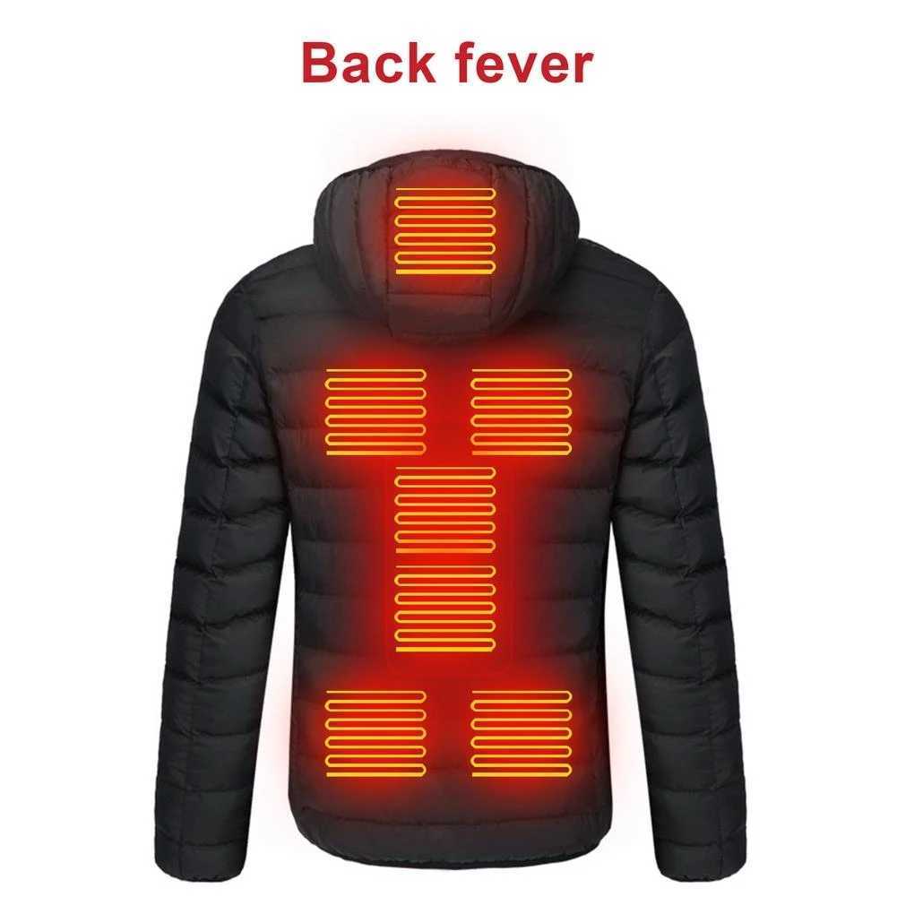 Men 9 Areas Heated Jacket USB Winter Outdoor Electric Heating Jackets Warm Sprots Thermal Coat Clothing Heatable Cotton jacket 210818