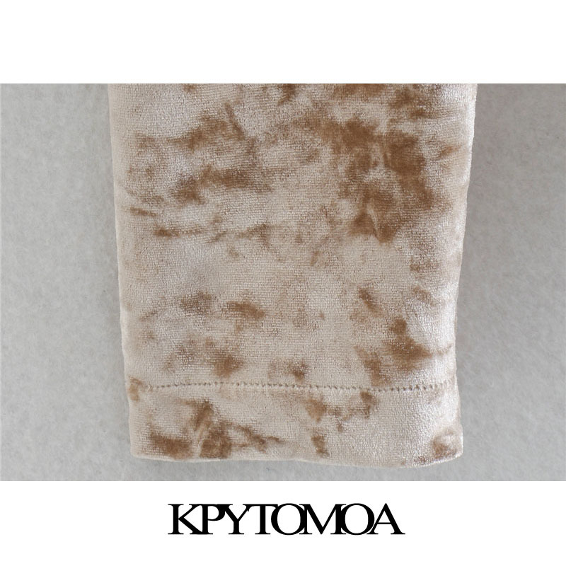 Women Fashion High Neck Velvet Bodysuits Vintage Long Sleeve Snap-button Female Playsuits Chic Tops 210416