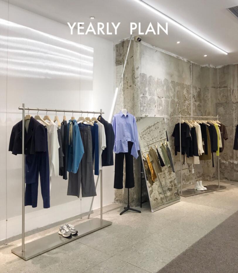 Clothing store display rack Commercial Furniture women's side cloth hangers stainless steel bottom box middle island clothes hanger rod