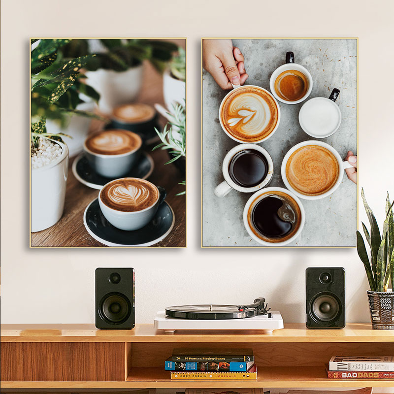 Kitchen Decoration Latte Canvas Painting Coffee Poster Mural Dessert Cafe Restaurant Lounge Picture Bedroom Wall Art Decoration