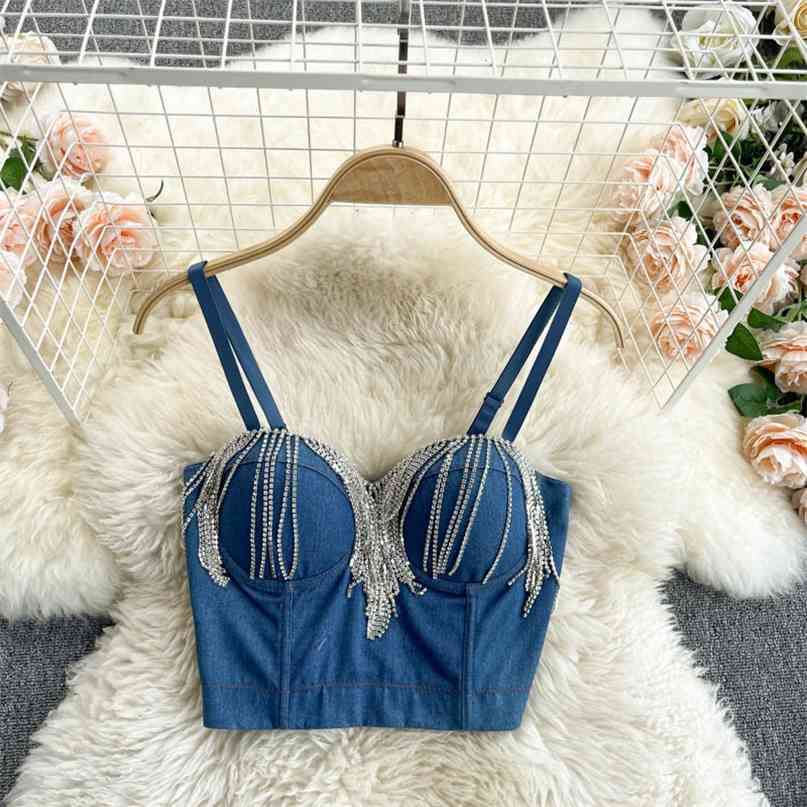 Chic Women Tassels Bustier Top Adjustable Strap Padded Corset Push up Bra Sexy Night Out Club Dance Party Slim Crop Tops 210603, Blue
Chic Women Tassels Bustier Top Adjustable Strap Padded Corset Push up Bra Sexy Night Out Club Dance Party Slim Crop Tops 210603, Blue