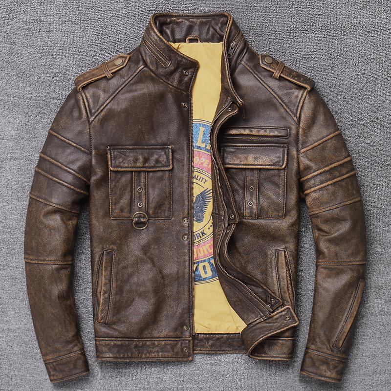 Men's Leather & Faux Lear Jackets Male Head Layer Cowhide Winter Man Jacket Of Locomotive, Grey and old
Men's Leather & Faux Lear Jackets Male Head Layer Cowhide Winter Man Jacket Of Locomotive, Grey and old