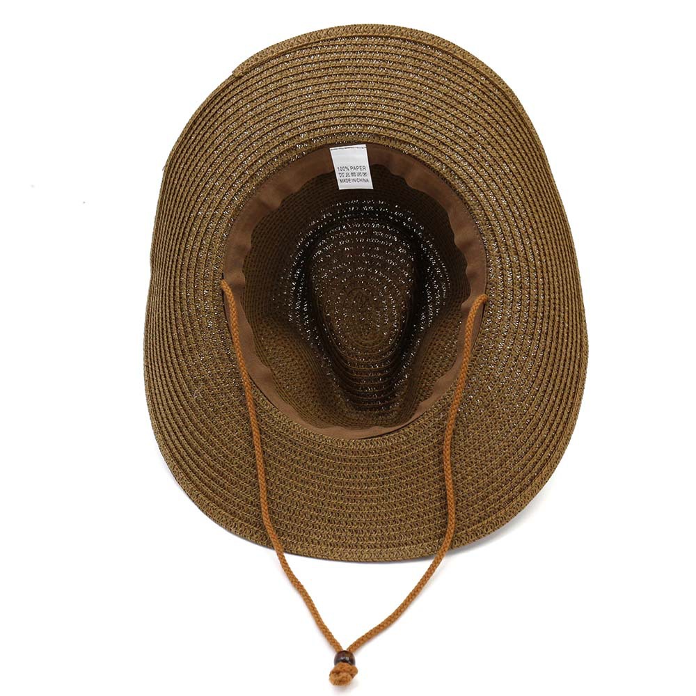 Western cowboy hat For Women Men Straw Hat With Alloy Feather Beads summer Beach Cap Panama hat