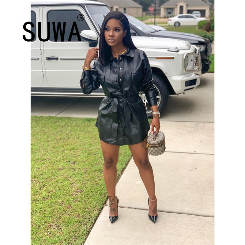 Plus Size Classic PU Leather Mini Dress Long Sleeve Bandage Fall Winter Clothing Women Fashion Streetwear Sexy Club Jacket Top 210525, Black
Plus Size Classic PU Leather Mini Dress Long Sleeve Bandage Fall Winter Clothing Women Fashion Streetwear Sexy Club Jacket Top 210525, Black