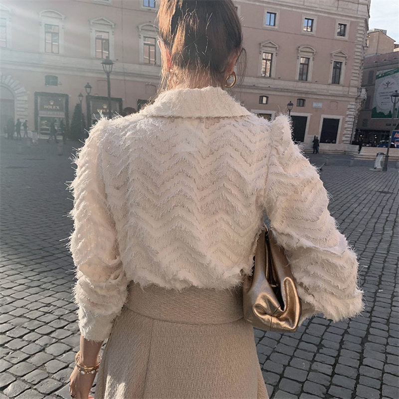 Female Tassel High Street Korean Spring Chic All Match Stylish Women Brief Shirts Office Lady Blouses 210421