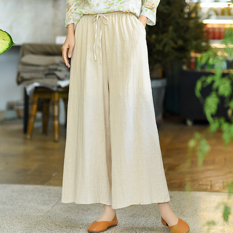 Johnature Women Cotton Linen Wide Leg Pants Elastic Waist Vintage Belt Trouser Summer Solid Color Loose Women Long Pants 210521, Red brown
Johnature Women Cotton Linen Wide Leg Pants Elastic Waist Vintage Belt Trouser Summer Solid Color Loose Women Long Pants 210521, Red brown