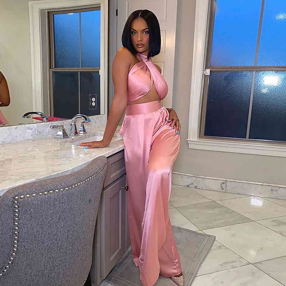 Fashion Summer High-Quality Ladies' Jumpsuit Halter Sexy Star Party Bodycon 210525