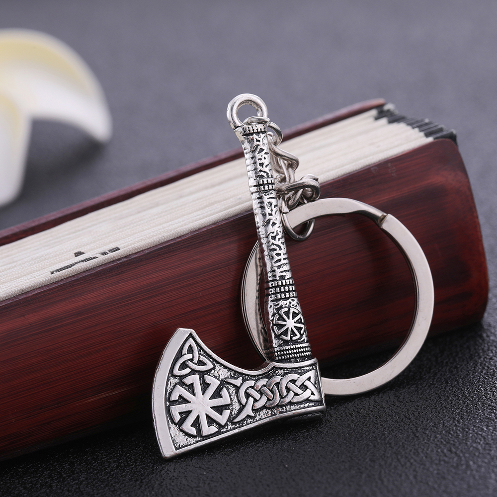 Fishhook Viking Keychain Punk Gothic Axe Vicca Talisman Slavic Irish Knot Pagan Amulet Pendant Key Chain For Man Gift jewelry Keyfob