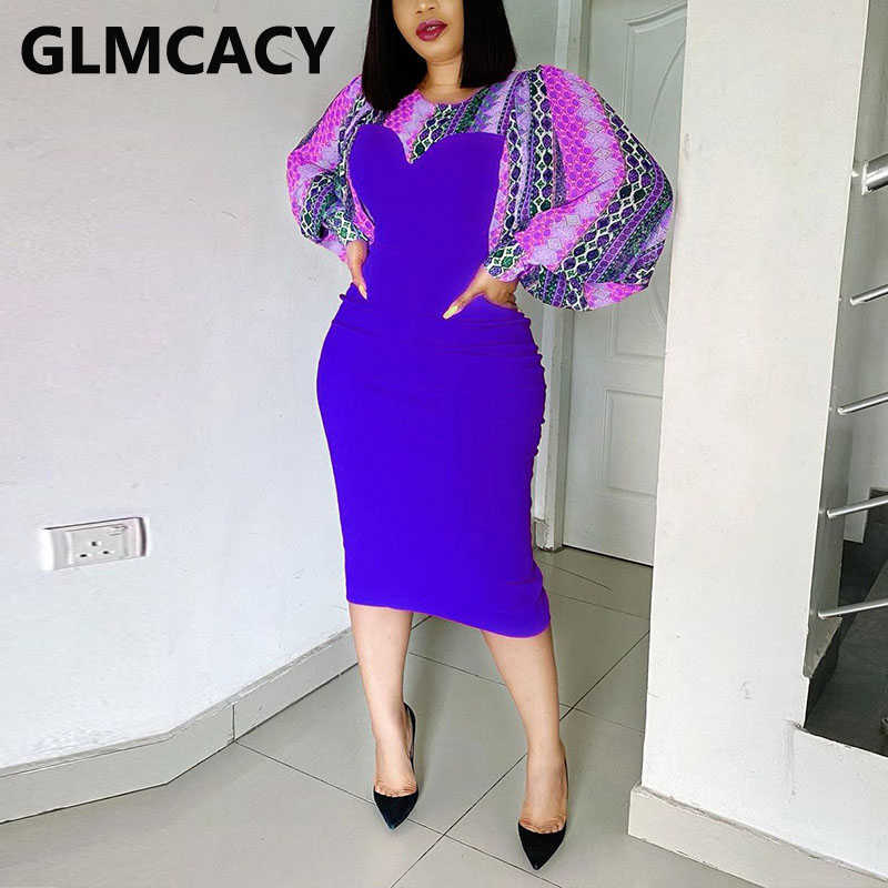 Women Batwing Sleeve Patchwork Bodycon Midi Dress Classy Slim Dresses 210702