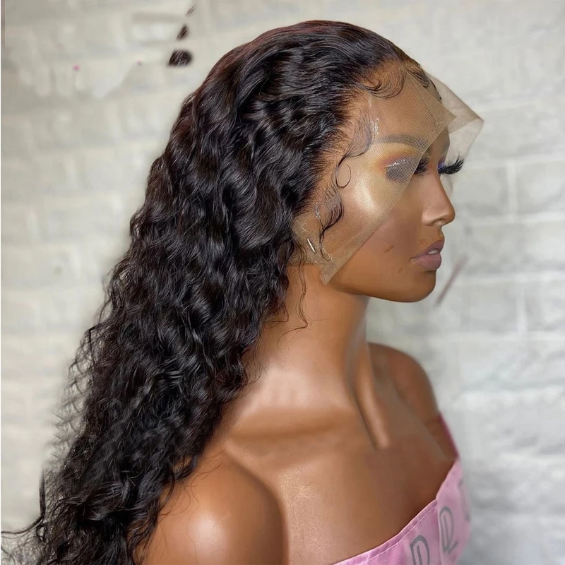 HD Transparent Brazilian Kinky Curly Lace Front Wigs Simulation Human Hair 13x4 Synthetic Wig For Women 180 Density