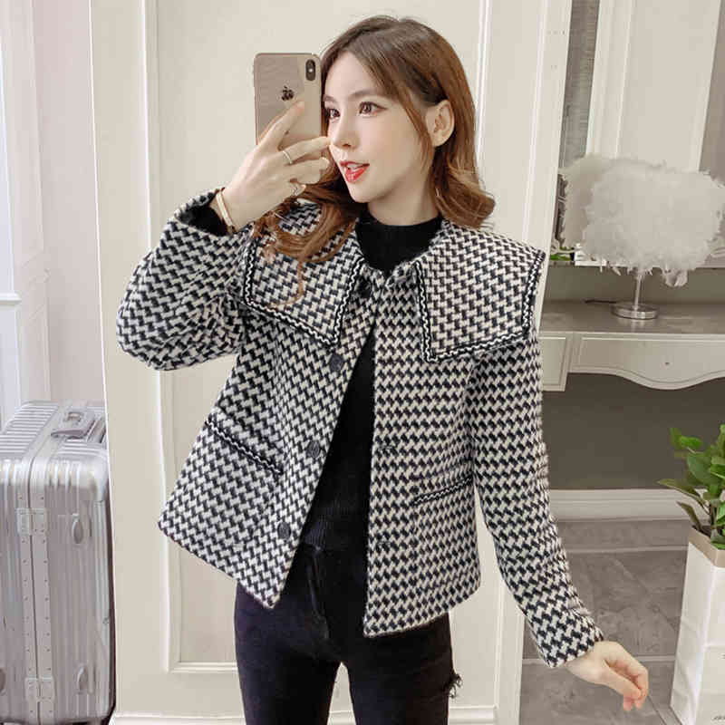 Women' Wool & Blends Winter Womens Korean Style Lapel Collar Cashmere Houndstooth Tweed Jacket Coat Single-breasted Pockets Outer, Black
Women' Wool & Blends Winter Womens Korean Style Lapel Collar Cashmere Houndstooth Tweed Jacket Coat Single-breasted Pockets Outer, Black