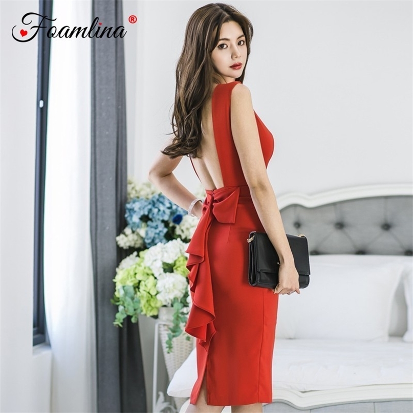 Sexy Backless Bodycon Dress Women Summer O Neck Sleeveless Slim Fit Ruffles Evening Party Sheath 210603, Black
Sexy Backless Bodycon Dress Women Summer O Neck Sleeveless Slim Fit Ruffles Evening Party Sheath 210603, Black