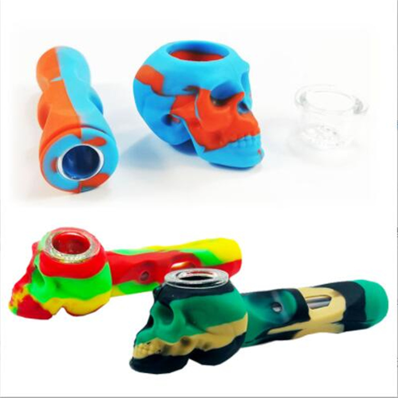 13cm Skull Silicone Bubbler hookahs Hand Pipe with Glass Bowl Food Grade Smoking Pocket Multi Purpose Oil Burner Tobacco Hookah Pipe
13cm Skull Silicone Bubbler hookahs Hand Pipe with Glass Bowl Food Grade Smoking Pocket Multi Purpose Oil Burner Tobacco Hookah Pipe