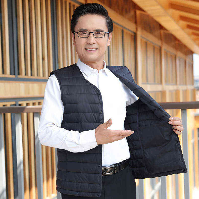 Spring autumn Men's Waistcoat Ultra Light Cotton Vest Men Without Collar Waterproof Sleeveless Warm Male Slim Clothes,B1992 211111
