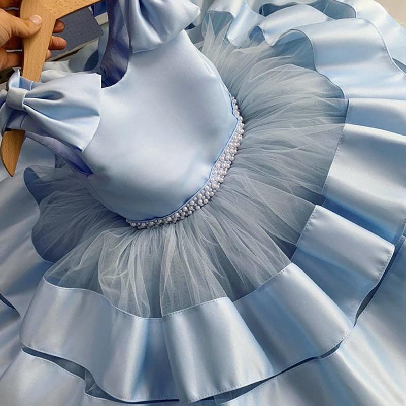 Girl's Dresses Born Baby Bownot Dress 1 Year Girls 2nd Birthday Tutu Christening Gown Wedding Baptism Clothes Infant Party Wear