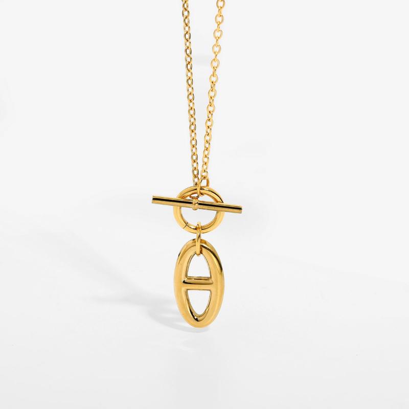 Pendant Necklaces 18K IP Gold Plateding Stainless Steel Coffee Bean Shape Necklace For Women OT Button Pig Nose Jewelry
Pendant Necklaces 18K IP Gold Plateding Stainless Steel Coffee Bean Shape Necklace For Women OT Button Pig Nose Jewelry