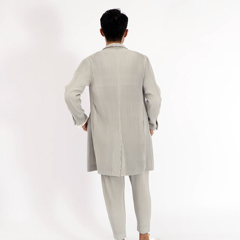 IEFB High Quality Pleated Trehch Coat Notched Collar Spring High Street Medium Length Casual Single Breast Windbreaker 210524