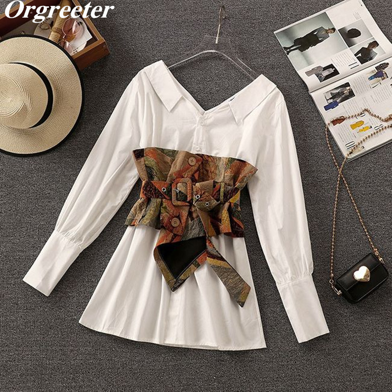 White Mini Shirt Dress Suits For Women Summer Long Sleeve V-neck Slim Blouse With Retro Print Girdle Women's Tops 210525
White Mini Shirt Dress Suits For Women Summer Long Sleeve V-neck Slim Blouse With Retro Print Girdle Women's Tops 210525