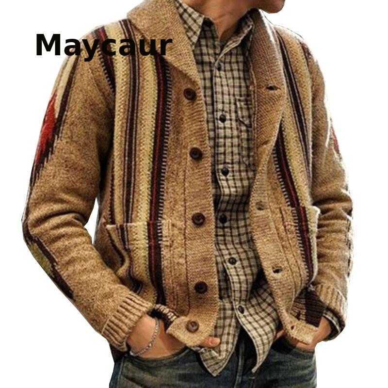 2021 Men's Long-sleeved Floral Sweater Fall/winter Lapel Coat Man Cardigan Monto Homme Y0907