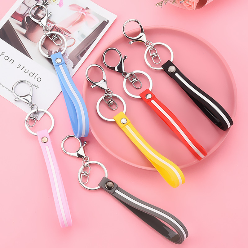 10Pieces/Lot Creative Color Stripe Silicone Rope Keychain For Women New Fashion Metal Keychain DIY Pendant Car Keyrings Jewelry Accessories
10Pieces/Lot Creative Color Stripe Silicone Rope Keychain For Women New Fashion Metal Keychain DIY Pendant Car Keyrings Jewelry Accessories