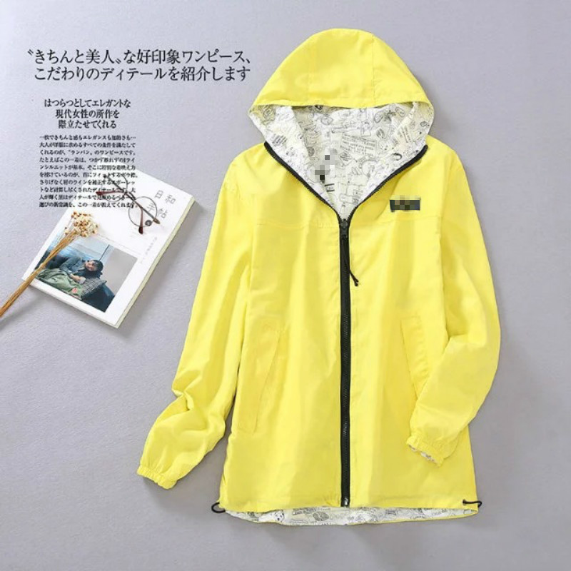 Women's Hooded Jackets Causal windbreaker for Women Basic Double Sided Coats Zipper Lightweight Bomber Famale 210428