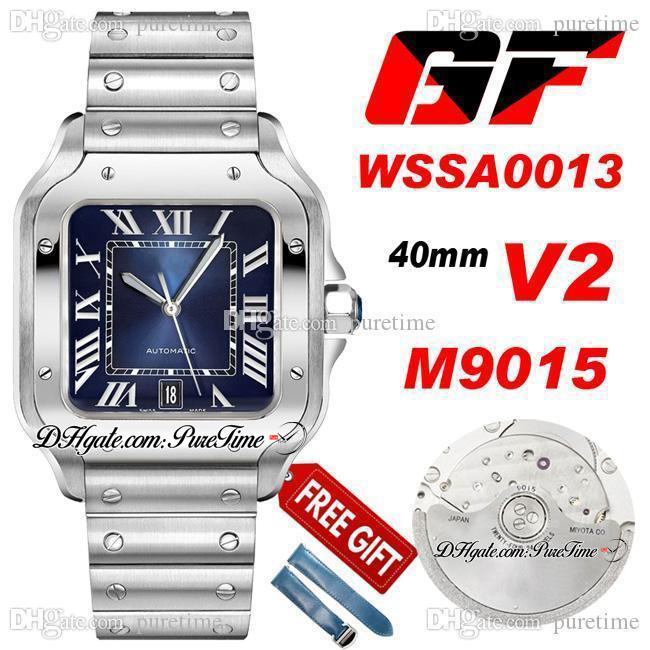 GF V2 Large Miyota 9015 Automatic Mens Watch 40mm Blue Dial White Roman Markers Stainless Steel Bracelet (Gift Leather Strap) Super Edition Puretime B2, Original box
GF V2 Large Miyota 9015 Automatic Mens Watch 40mm Blue Dial White Roman Markers Stainless Steel Bracelet (Gift Leather Strap) Super Edition Puretime B2, Original box