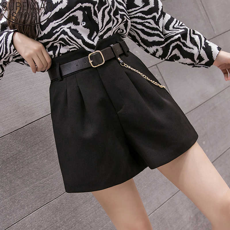 Spring High Waist Wide Leg Shorts Fashion Women Shorts Loose Autumn Solid Bottom Casual Women Pocket Short with Chain 210527, Black
Spring High Waist Wide Leg Shorts Fashion Women Shorts Loose Autumn Solid Bottom Casual Women Pocket Short with Chain 210527, Black