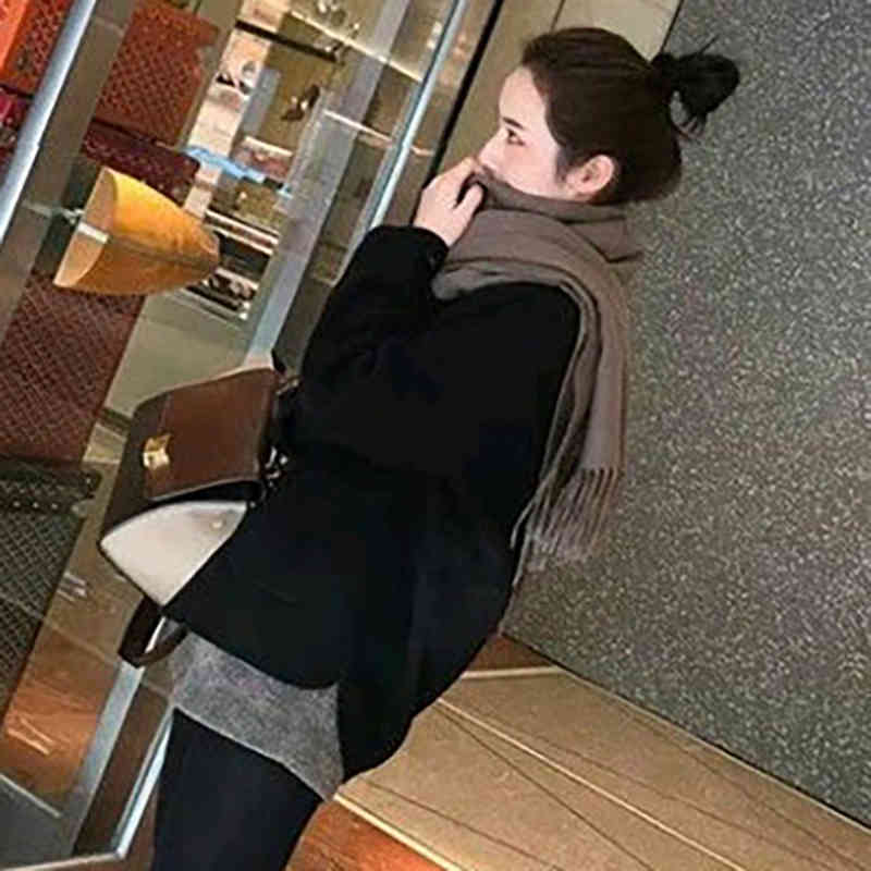 Women Wool Coat Jacket Autumn Winter Woolen Blend Coat Casual Long Sleeve Korean Fashion Clothing For Womens Outwear Coats 210414