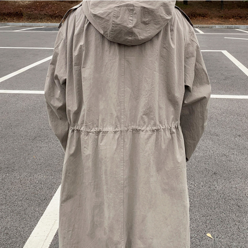 IEFB Korean Hooded Windbreaker Men's Mid Length Fashionable Handsome Work Clothes Loose Casual Spring Trend Coat For Male 9Y4512 210524