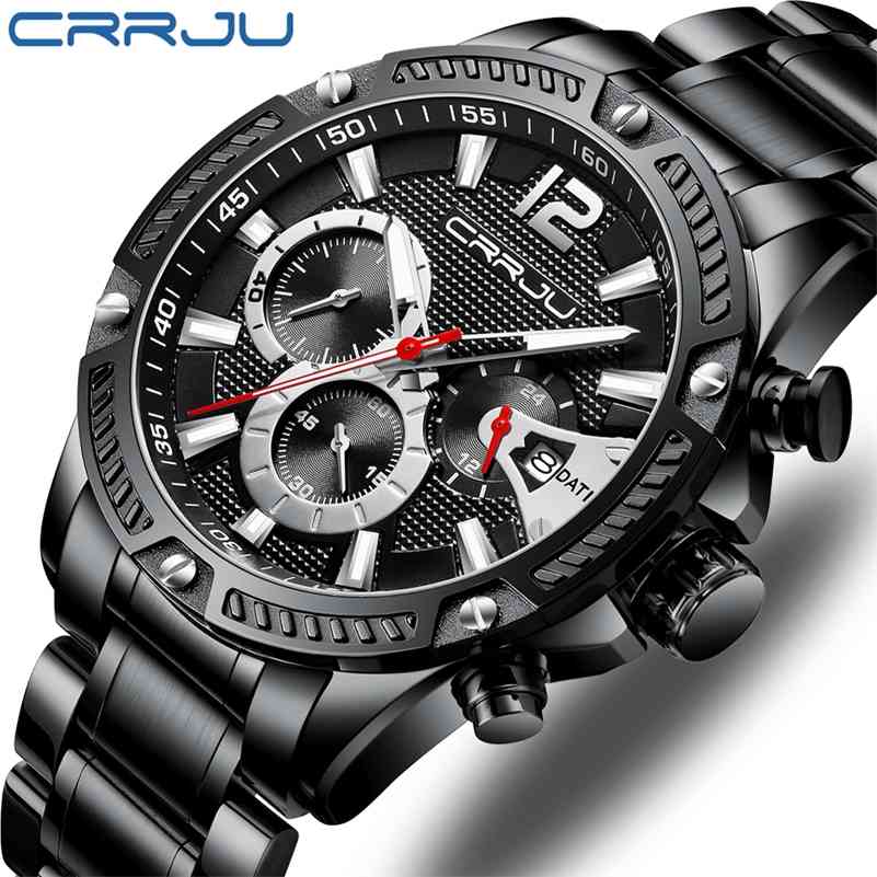 Men Stainless Steel Watches CRRJU Fashion Chronograph Watches for Mens Luxury Brand Calendar Quartz Man Watches reloj hombre 210517, L bk sl box
Men Stainless Steel Watches CRRJU Fashion Chronograph Watches for Mens Luxury Brand Calendar Quartz Man Watches reloj hombre 210517, L bk sl box