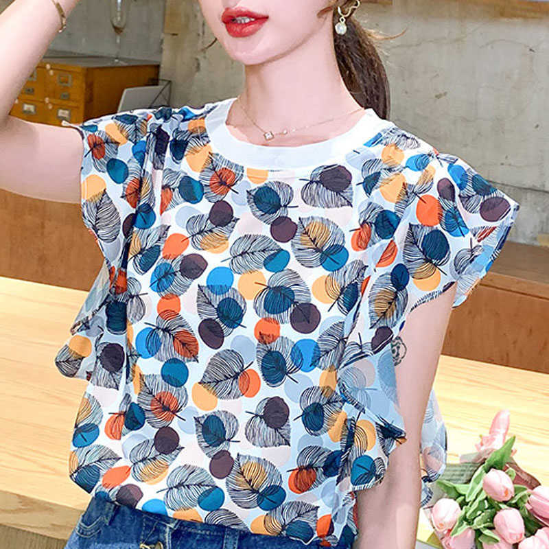 Blouse Women O-neck Print Chiffon Blouse Shirt Women Clothes Summer Short Sleeve Blouse Shirt Top Blusas Camisas Mujer D145 210602, Blue
Blouse Women O-neck Print Chiffon Blouse Shirt Women Clothes Summer Short Sleeve Blouse Shirt Top Blusas Camisas Mujer D145 210602, Blue