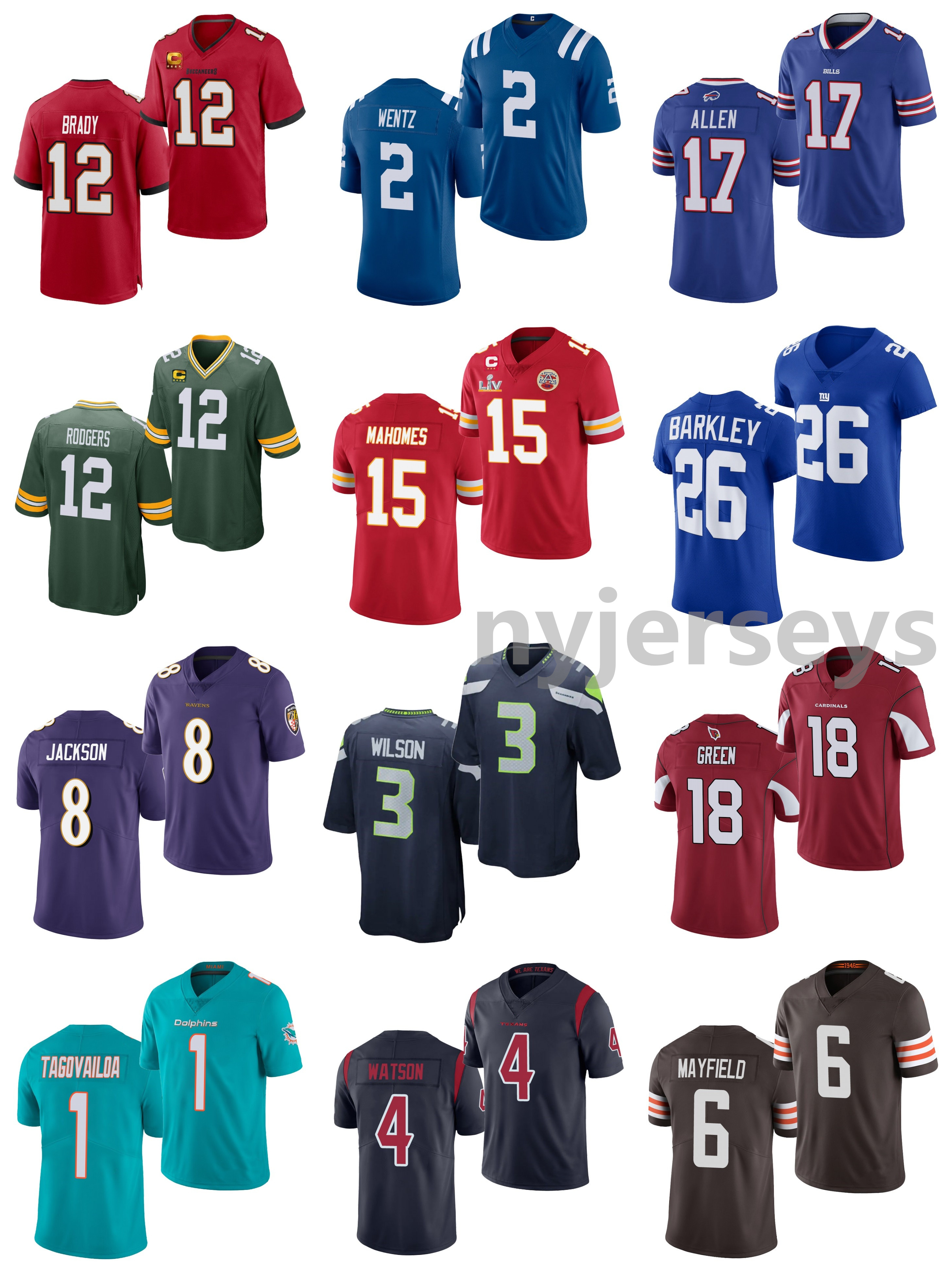 2021 American Football Jerseys Allen Jersey Wentz Brady Rodgers Mahomes Barkley Jackson Wilson Tagovailoa Green Beckham Jr. Kelce Elliott Wa, Black;red
2021 American Football Jerseys Allen Jersey Wentz Brady Rodgers Mahomes Barkley Jackson Wilson Tagovailoa Green Beckham Jr. Kelce Elliott Wa, Black;red